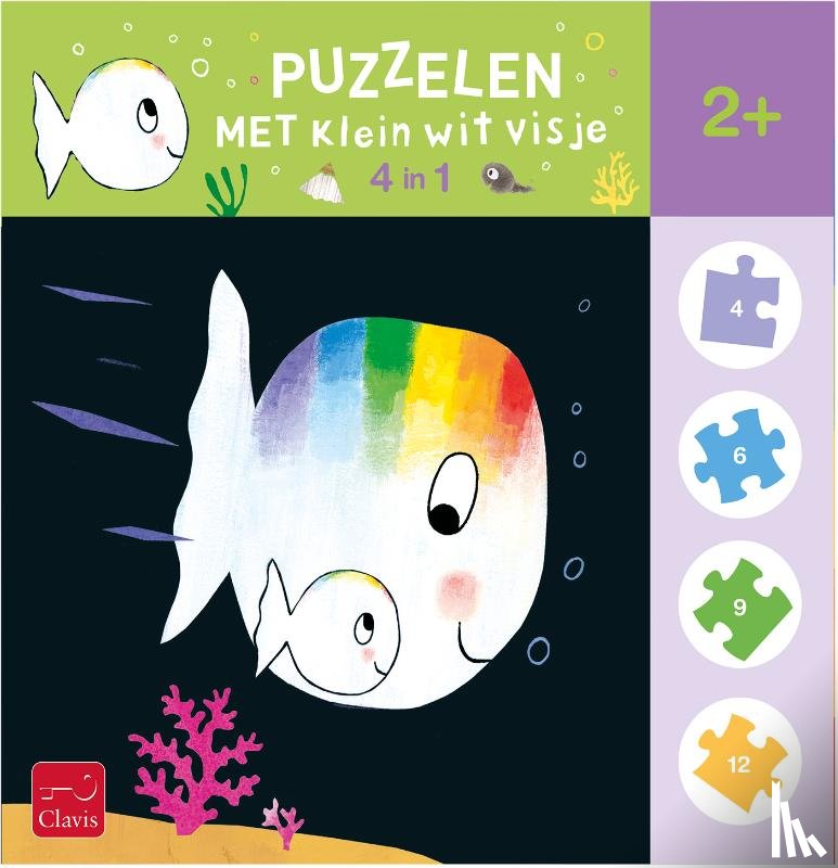  - Puzzelen met Klein wit visje. 4-in-1-puzzel
