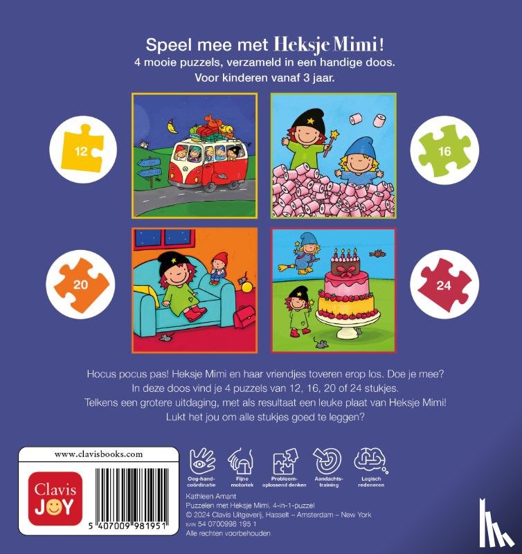  - Puzzelen met Heksje Mimi. 4-in-1-puzzel