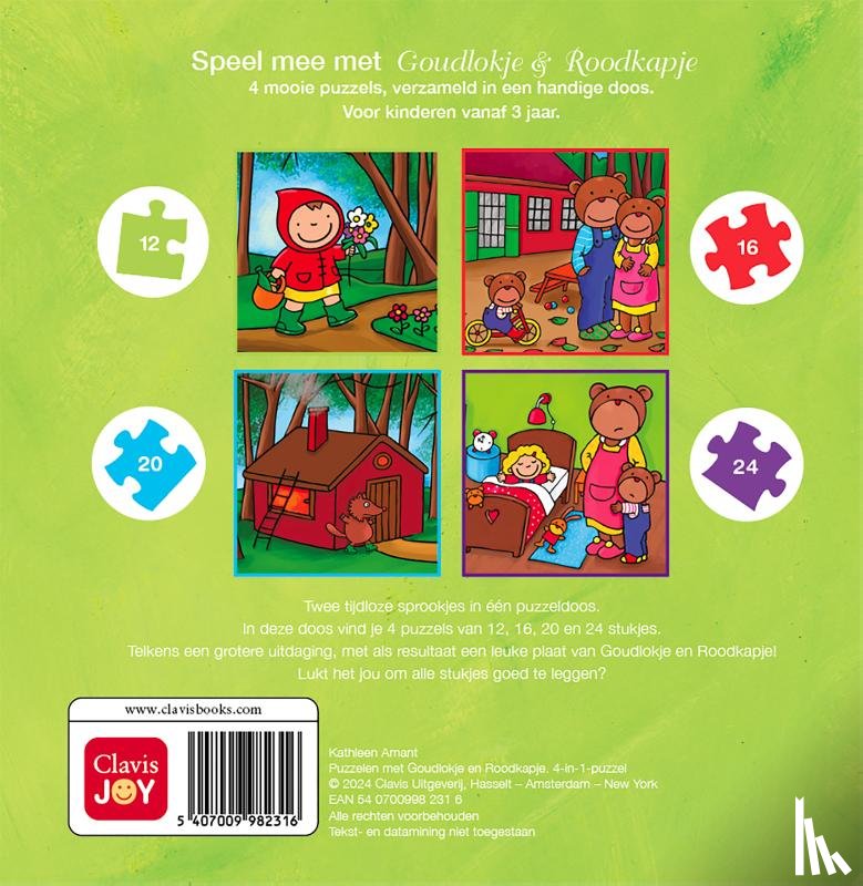  - Puzzelen met Goudlokje en Roodkapje. 4-in-1-puzzel