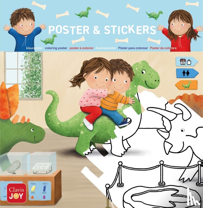  - Kleurposter Luuk en Lotje. Het dinomuseum