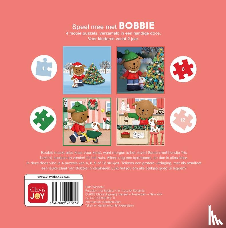  - Puzzelen met Bobbie. 4-in-1-puzzel Kerstmis