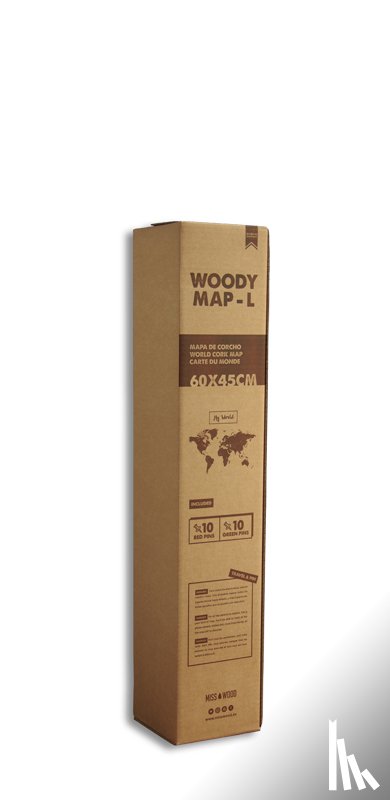  - Wereldkaart kurk L wit 60 x 45cm
