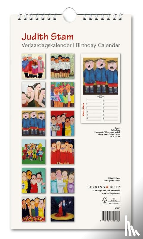  - Verjaardagskalender: I love music, Judith Stam