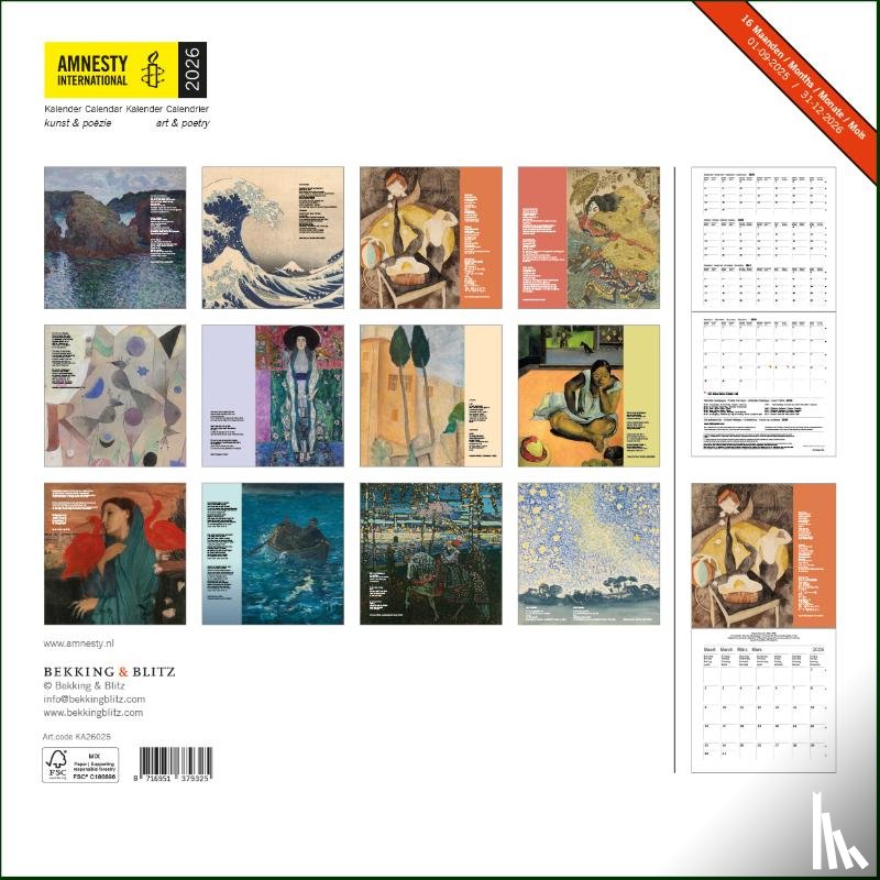  - Amnesty International maandkalender 2026