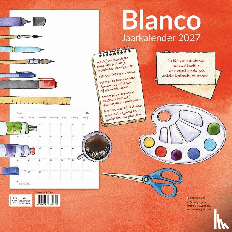  - Blanco maandkalender 2027