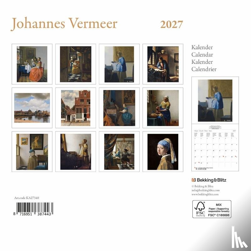  - Vermeer mini maandkalender 2027