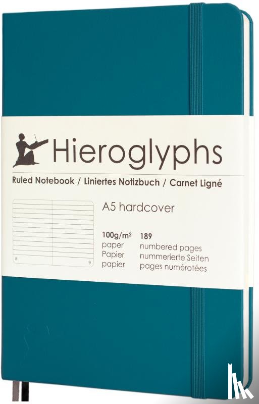  - Hieroglyphs Notitieboek - A5 Gelinieerd - Petrol Blue