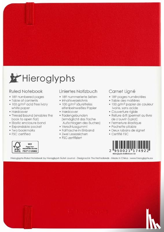  - Hieroglyphs Notitieboek - A5 Gelinieerd - Vermiljoen
