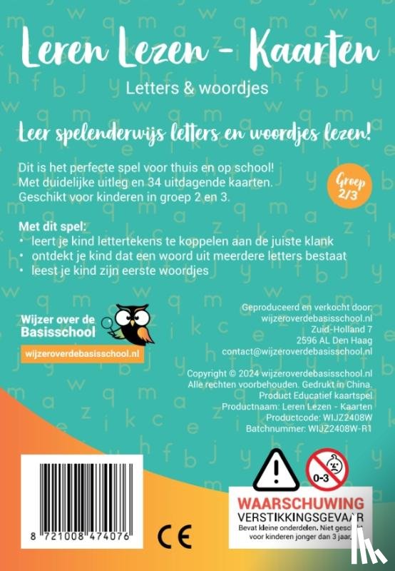  - Leren Lezen Kaarten Letters en Woordjes
