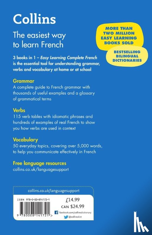 Collins Dictionaries - Easy Learning French Complete Grammar, Verbs and Vocabulary (3 books in 1)