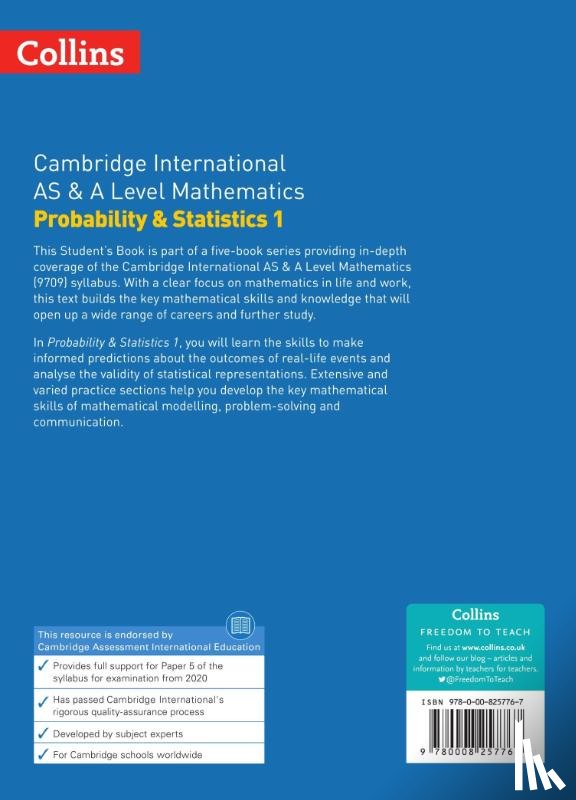 Ackroyd, Louise, Griffiths, Jonny, Gu, Yimeng - Cambridge International AS & A Level Mathematics Probability and Statistics 1 Student’s Book
