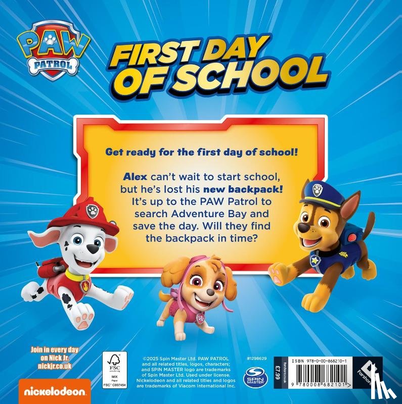 Paw Patrol - PAW Patrol First Day of School Picture Book
