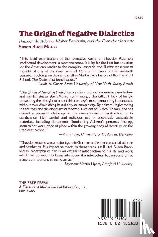 Buck-Morss, Susan - Origin of Negative Dialectics