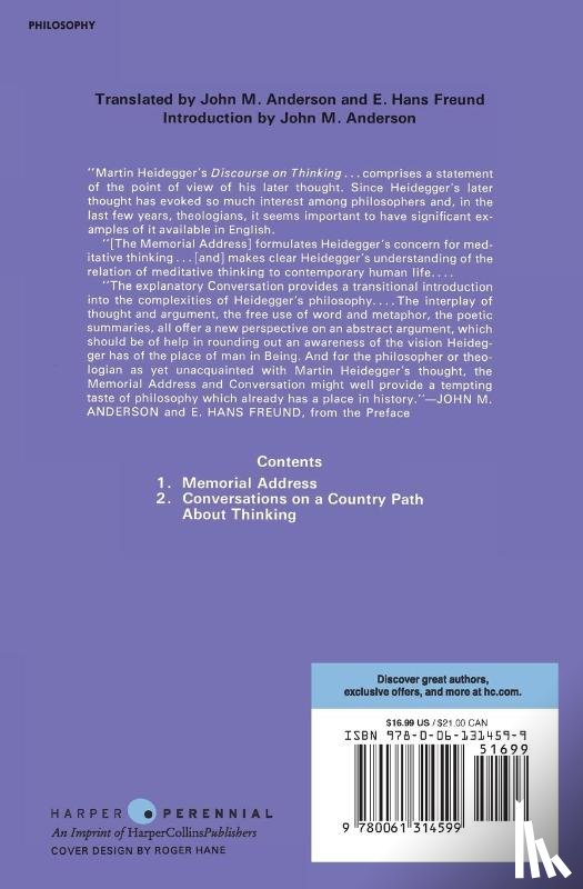 Heidegger, Martin - Discourse on Thinking