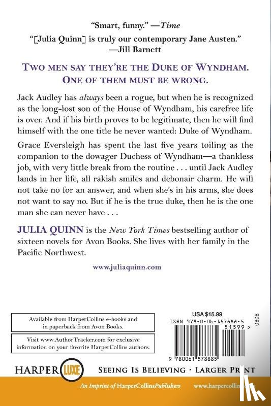 Quinn, Julia - The Lost Duke Of Wyndham Large Print