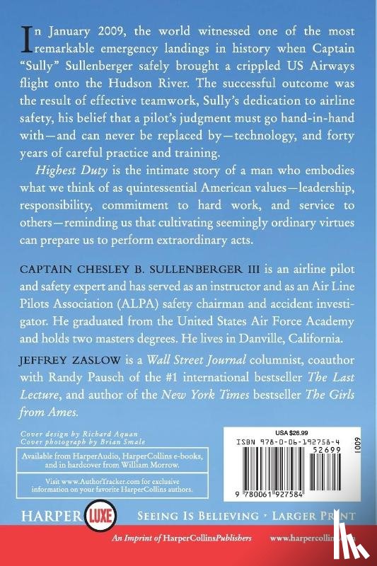 Sullenberger, Chesley B, Zaslow, Jeffrey - Highest Duty LP