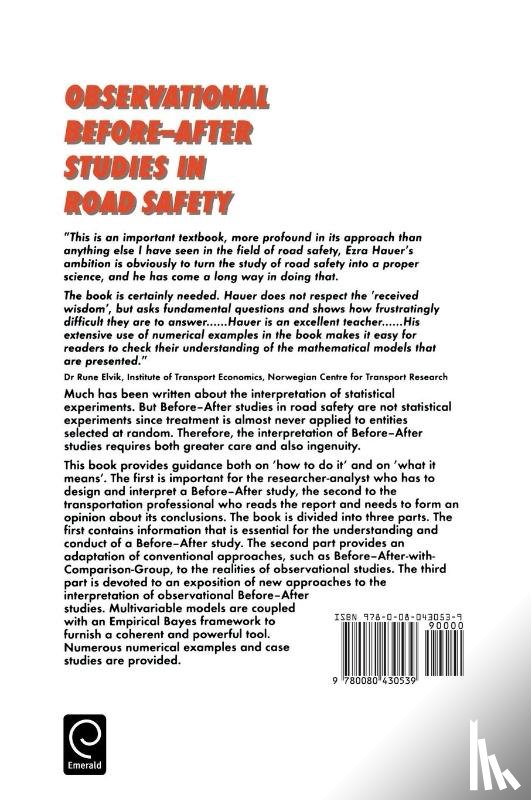 Hauer, Ezra - Observational Before/After Studies in Road Safety