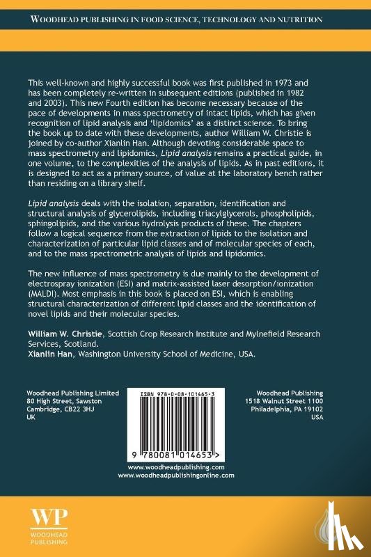 Christie, W. W. (The Hannah Research Institute, Han, X (Washington University School of Medicine - Lipid Analysis