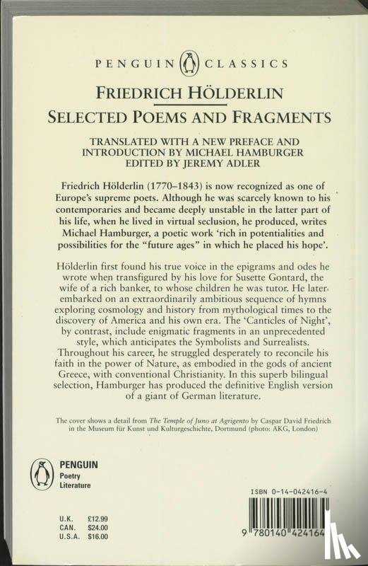 Holderlin, Friedrich - Selected Poems and Fragments