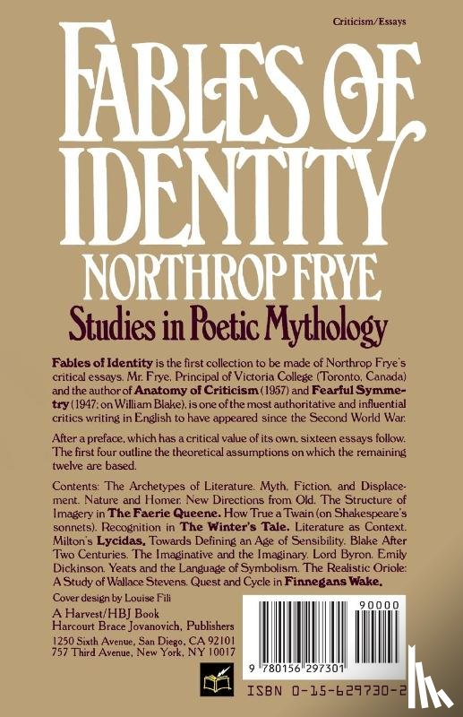 Frye, Northrop - Fables of Identity