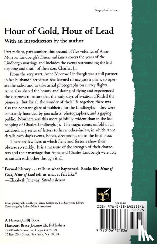 Lindbergh, Anne Morrow - Hour of Gold, Hour of Lead