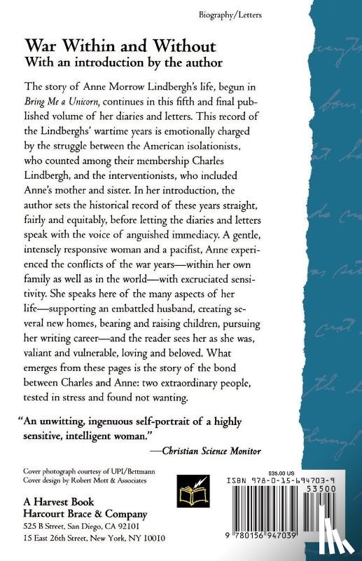 Lindbergh, Anne Morrow - War Within and Without