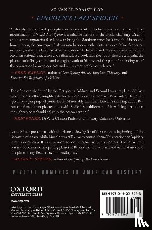 Masur, Louis P. (Distinguished Professor of American Studies and History - Lincoln's Last Speech