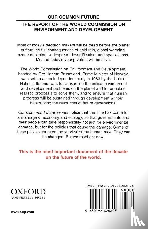 World Commission on Environment and Development - Our Common Future
