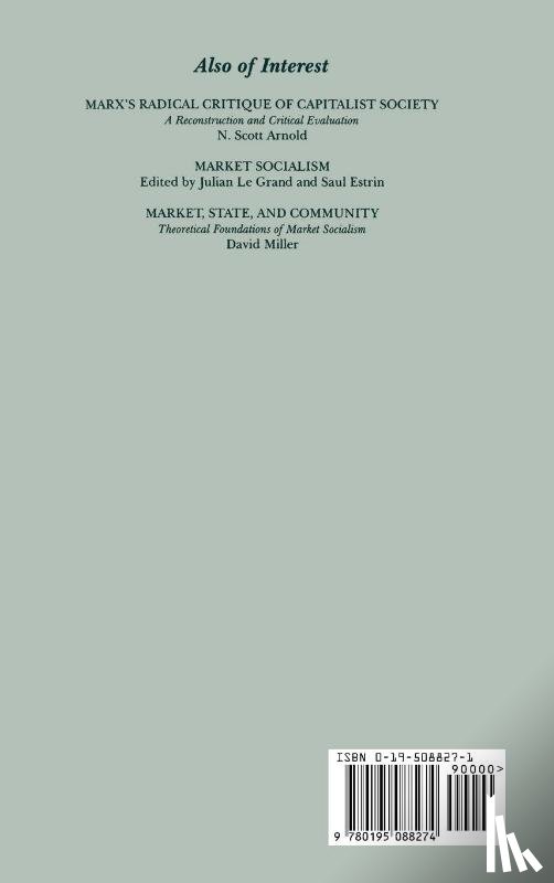 Arnold, N. Scott (Professor of Philosophy - The Philosophy and Economics of Market Socialism
