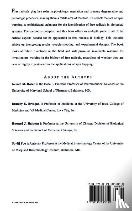 Rosen, Gerald M. (Professor, Britigan, Bradley E. (Profesor, Halpern, Howard J. (Professor, Pou, Sovitj (Professor - Free Radicals