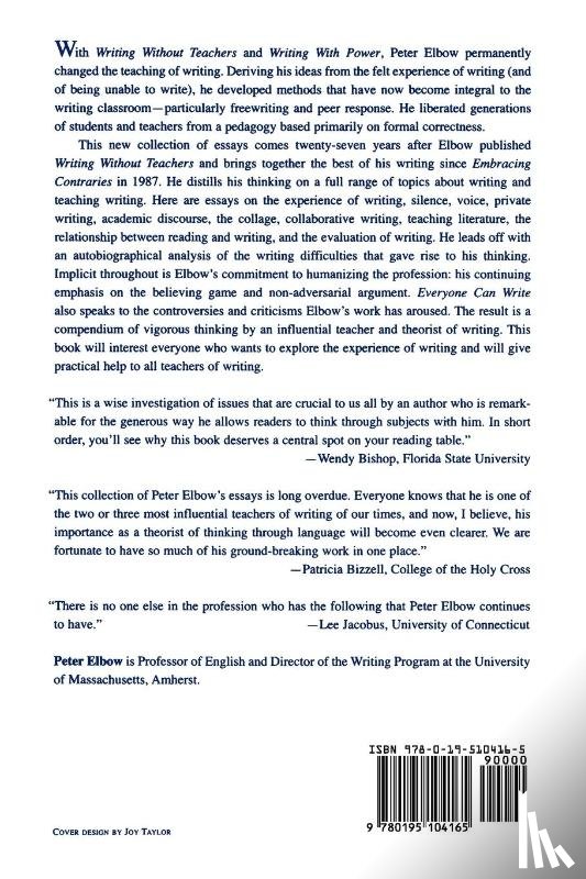 Elbow, Peter (Professor of English - Everyone Can Write