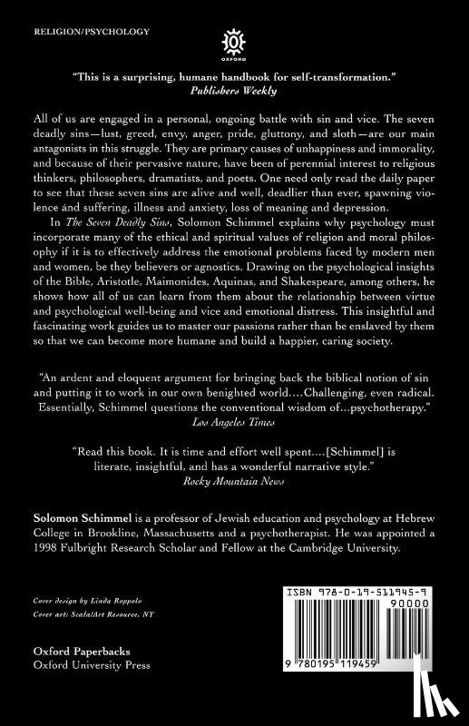 Schimmel, Solomon (Professor of Jewish Education and Psychology - The Seven Deadly Sins