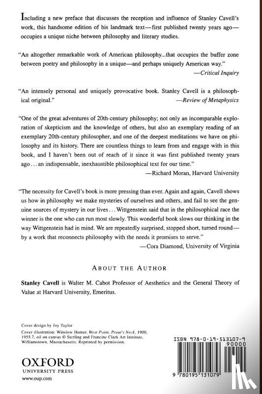 Cavell, Stanley (Professor of Philosophy - The Claim of Reason