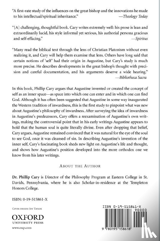 Cary, Phillip (Assistant Professor of Philosophy - Augustine's Invention of the Inner Self