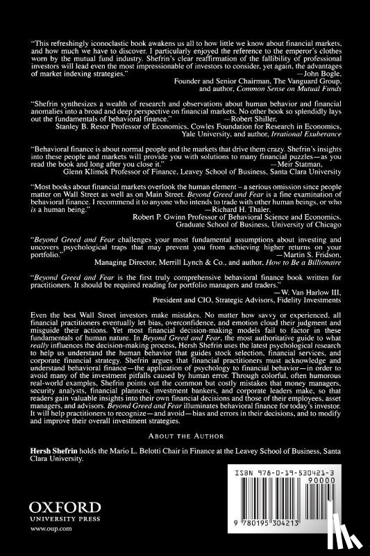 Shefrin, Hersh (Mario L. Belotti Chair in Finance at Leavey School of Business - Beyond Greed and Fear