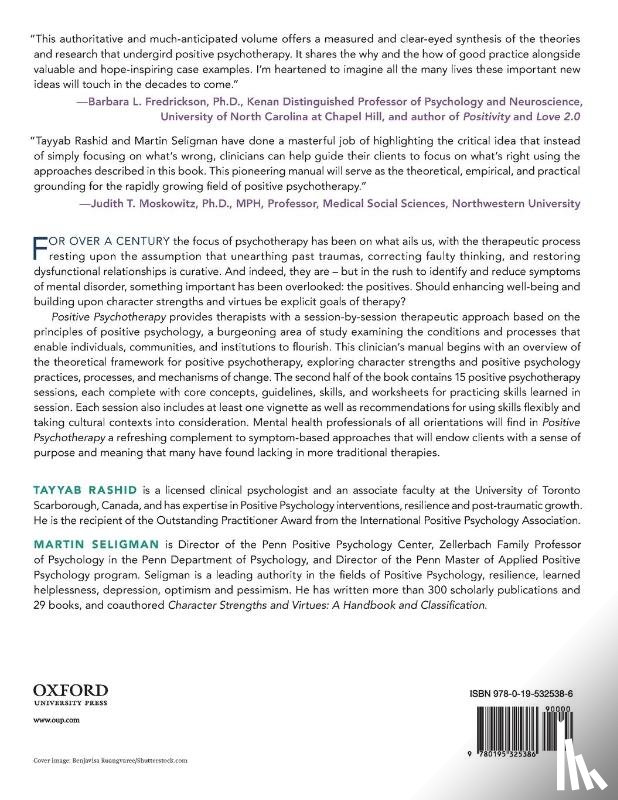Rashid, Tayyab, P. Seligman, Martin - Positive Psychotherapy