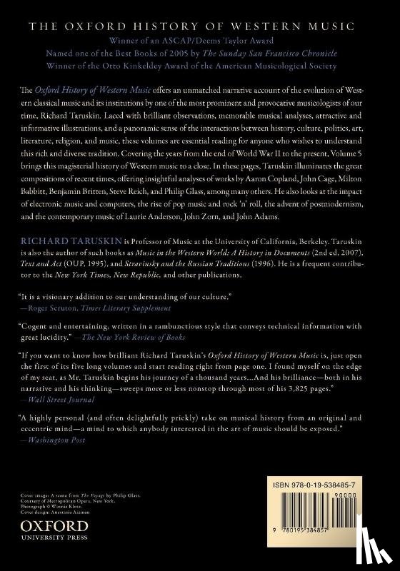Taruskin, Richard (Professor of musicology - The Oxford History of Western Music: Volume 5: Music in the Late Twentieth Century