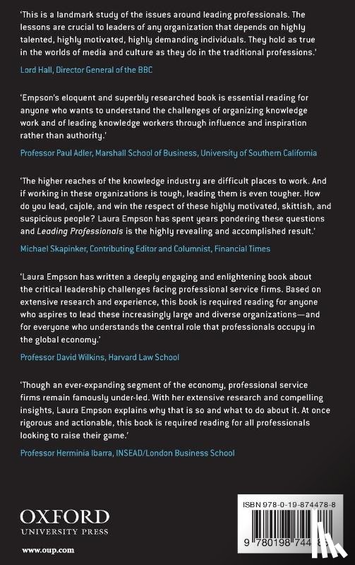 Empson, Laura (Professor in the Management of Professional Service Firms and Director of the Centre for Professional Service Firms - Leading Professionals