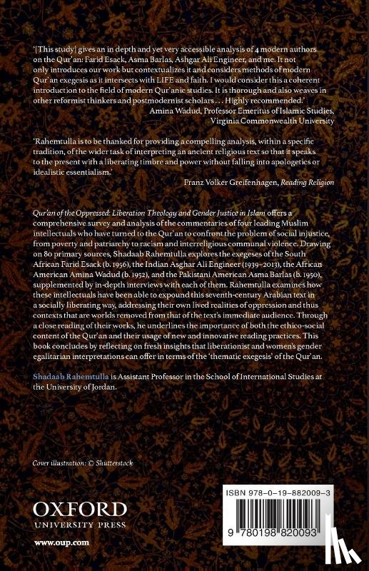 Rahemtulla, Shadaab (Lecturer in Islam and Christian-Muslim RelationsAssistant Professor - Qur'an of the Oppressed