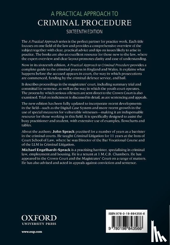 Sprack, John (Barrister, Engelhardt-Sprack, Michael (Barrister - A Practical Approach to Criminal Procedure