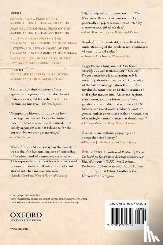 Pascoe, Peggy (Beekman Professor of Northwest and Pacific History - What Comes Naturally