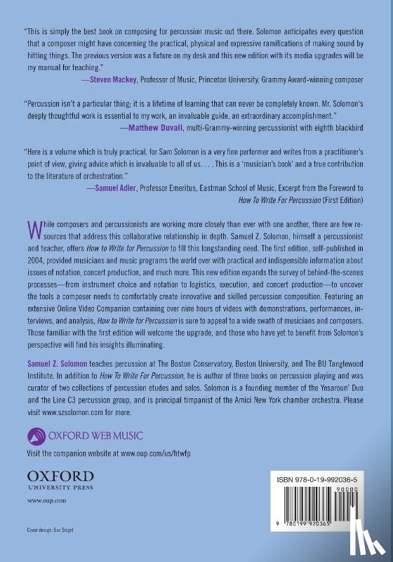 Solomon, Samuel Z. (Coordinator of Percussion - How to Write for Percussion