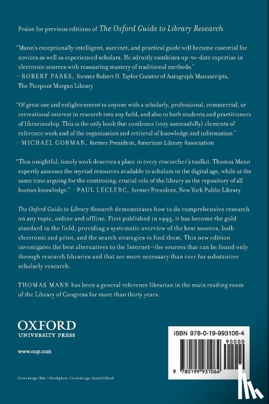 Mann, Thomas (Reference librarian - The Oxford Guide to Library Research
