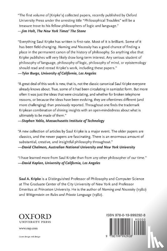 Kripke, Saul A. (Distinguished Professor of Philosophy and Computer Science - Philosophical Troubles