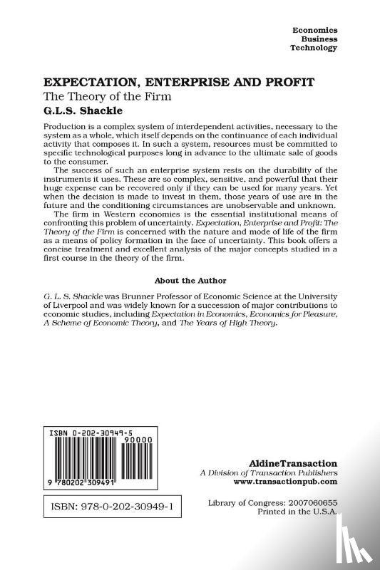 Shackle, G. L. S. - Expectation, Enterprise and Profit