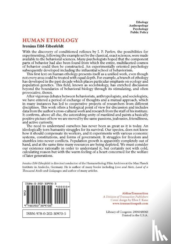 Eibl-Eibesfeldt, Irenaus - Human Ethology