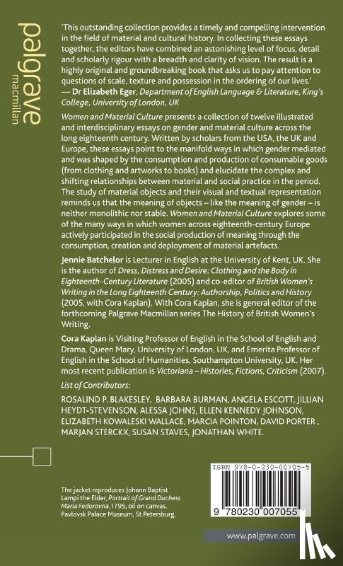  - Women and Material Culture, 1660-1830