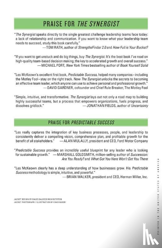 Mckeown, Les - The Synergist: How to Lead Your Team to Predictable Success