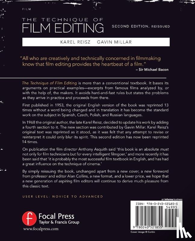 Reisz, Karel, Millar, Gavin - Technique of Film Editing, Reissue of 2nd Edition