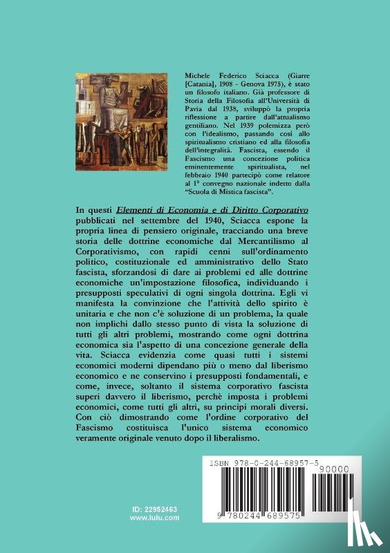 Sciacca, Michele Federico, Piraino, Marco - Elementi di Economia e di Diritto Corporativo